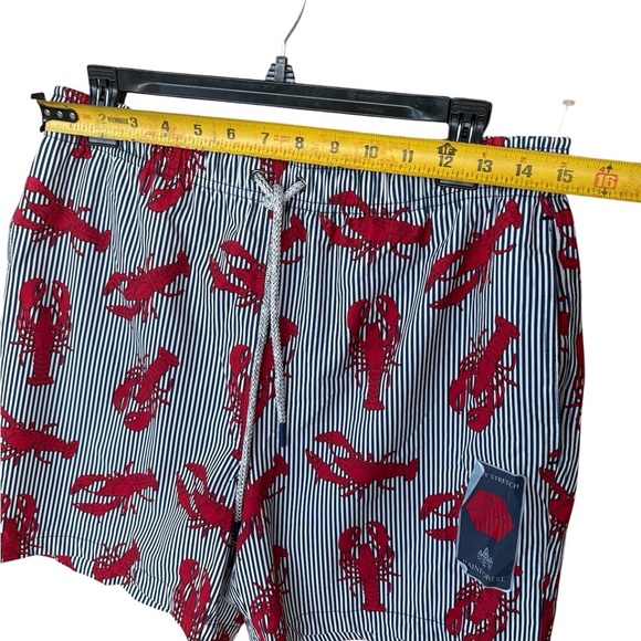 RAINFOREST Red and White Swim Trunks with Nautical Lobster Print - Picture 5 of 7